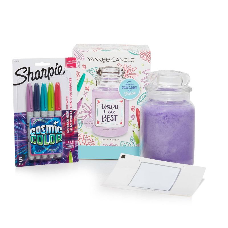 Sharpie Gift Set Glass Lilac Blossom Jar Candle - Yankee Candle, 1 of 7
