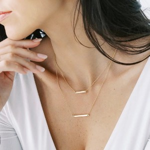 Double Layer Bar Necklace in Gold, Rose Gold, Silver - Honeycat - 1 of 4