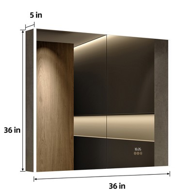 36'' x 36'' Silver Aluminum LED Medicine Cabinet with Mirror