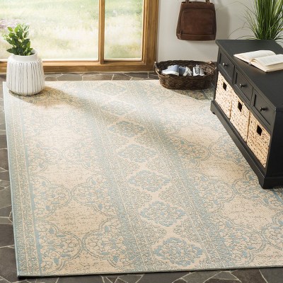 Aqua Cream Bliss 8' x 10' Reversible Flat Woven Area Rug