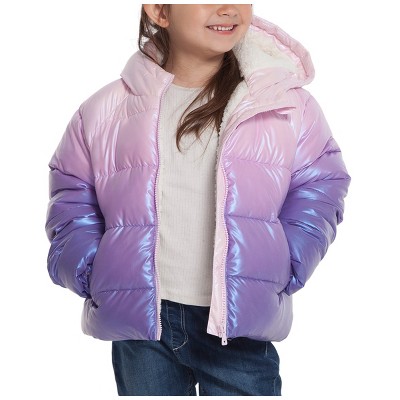 Rokka&Rolla Girls' Reversible Light Puffer Jacket Coat-Pink Marble, Size 10-12