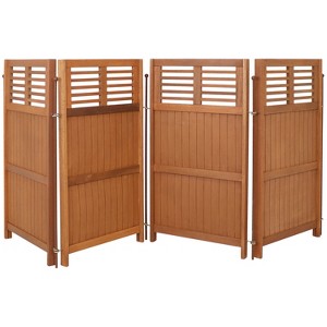 Sunnydaze Outdoor Patio or Porch Meranti Wood with Teak Oil Finish Folding Privacy Screen Fence - 44" - 1 of 4