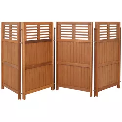 Sunnydaze Outdoor Patio or Porch Meranti Wood with Teak Oil Finish Folding Privacy Screen Fence - 44"
