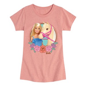 Girls' - Barbie - And Horse Photo Fitted Short Sleeve Graphic T-Shirt - 1 of 4
