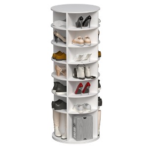 Zevemomo 7-Tier Rotating Shoe Rack Tower, 360¡ã Spinning Shoe Carousel Organizer, for Entryway, Closet, Living Room, Bedroom ¨C Holds 28 Pairs, White - 1 of 4