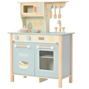 Play Kitchen Wooden Playset for Toddlers with Cookware Accessories - 1 of 4