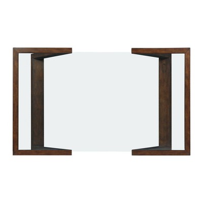 Espresso Dark Brown 50" Wood & Glass Rectangular Coffee Table