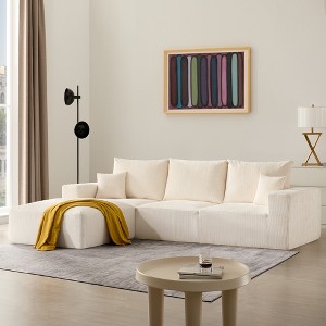Gericco 113" Boneless Sectional Cloud Couch Sofa Bed for Living Room, Modular Modern Lounge 3 Seater Couches with Chaise, No Assemble - 1 of 4