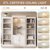 ORRD 78.75" Retro Bookcase Display Cabinet w/5-Color LED Lights & Glass Shelves - For Living Room/Office, White - 3 of 4