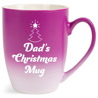 Elanze Designs Dad's Christmas Mug Two Toned Ombre Matte Pink and White 12 ounce Ceramic Stoneware Coffee Cup Mug