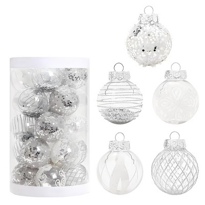25 Pcs Christmas Tree Ornament Balls, 2.4 In Clear Shatterproof Christmas Decoration Balls, PET Painted Christmas Ball Set