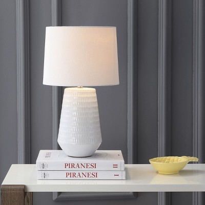 Stark White Textured Ceramic Table Lamp with Empire Shade