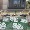Outdoor Rug 9 x 12 Modern Plastic Straw Rug, Waterproof Tropical Leaf Patio Carpet, UV-Resistant Reversible Mat, Large Outside Woven Rug for Backyard - 2 of 4