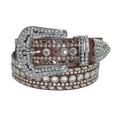 Ctm Women's Cross Concho Western Rhinestone Belt, Medium, Red : Target