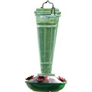Audubon Green/Red Torchiere Decorative Glass Hummingbird Feeder - 8 Ounces - 1 of 4