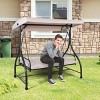 Tangkula 3 Person Porch Swing Hammock Bench Chair Outdoor with Canopy Turquoise/Beige/Black/Brown/Red - 2 of 4