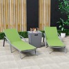LeisureMod Marlin Patio Lounge Chairs with Arms and Fire Pit Side Table - Grey Trim, Set of 2 - 2 of 4