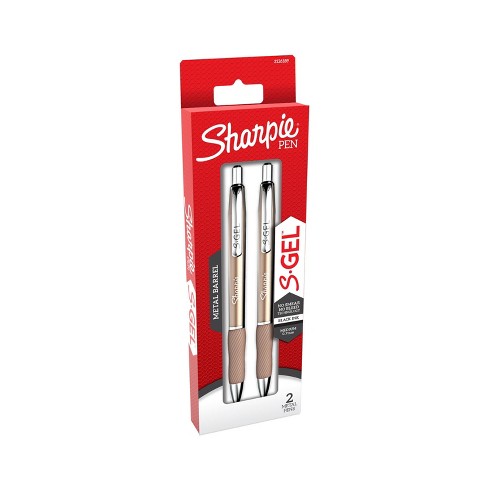 Sharpie S-gel 2pk Black Ink Gel Pens 0.7mm Medium Tip - Gold Metal