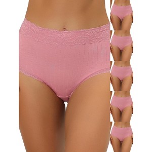 INSPIRE CHIC Women's High Waist Tummy Control Comfortable Lace Trim Ribbed Briefs 6 Packs - 1 of 4