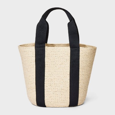 Straw Natural Tote Handbag - A New Day™ Black : Target