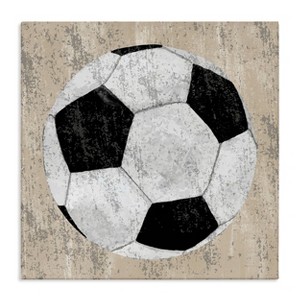 Stupell Industries 17"x17" Kids' Rustic Sports Soccer Ball Wall Art Unframed - 1 of 4