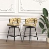 PAGED 28" Swivel Counter and Bar Stools,Upholstered Arm Chair for Kitchen Island,Technical Leather Woven,Set of 2 - 2 of 4