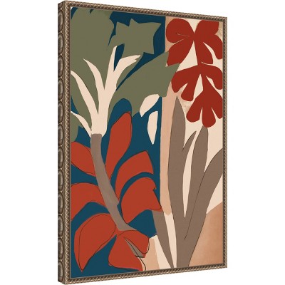 Botanical Abstract Beaded Framed Canvas Wall Art 16 x 23-in