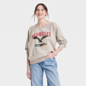 Women's Budweiser Eagle Graphic Sweatshirt - Taupe - 1 of 3