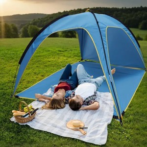 Racxily 4-6 Person Camping Tent, Foldable Waterproof Beach Tents w/ 3 Door Openings&Carrying Bag, UPF50+ for Picnic Camping Hiking Adventure Fishing - 1 of 4