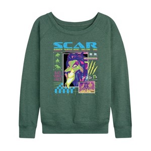 Women's - Disney - Scar Vapor Wave Lightweight French Terry Wide Neck Long Sleeve Shirt - 1 of 4