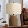 360 Lighting 23" High Small Farmhouse Rustic Country Cottage Accent Table Lamp Brown Sandstone Finish Ceramic Single White Shade Living Room Bedroom - image 2 of 4