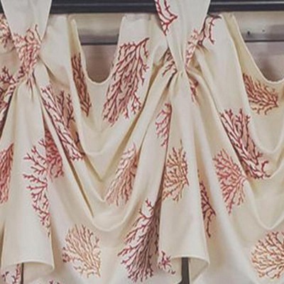 Coral and Cream Cotton 3-Scoop Swag Window Valance