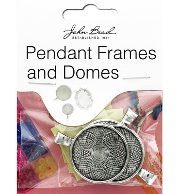 John Bead Must Have Findings Metal Silver 28mm Round Pendant Frames for Jewelry Making Findings, 3 Pieces