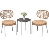Wicker Patio Bistro Set - 2 PE Rattan Chairs & Tempered Glass Table - 2 of 4