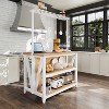 DobleePy 47" Wooden Kitchen Island with Power Outlet, LED Lighting, 3 Shelves & Bakers Rack, Farmhouse Style Storage & Workspace - 4 of 4