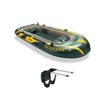 Intex Seahawk 3 Person Heavy Duty Inflatable Rafting And Fishing Boat Set  W/ 2 Aluminum Oars, High Output Air Pump, And Carry Bag, 790 Pound Capacity  : Target