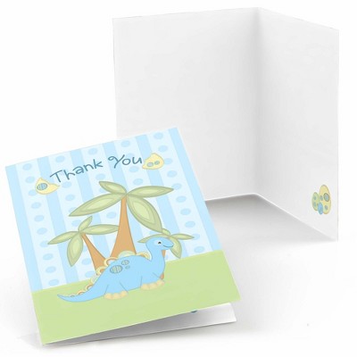 Big Dot of Happiness Baby Dinosaur - Baby Shower or Birthday Party Thank You Cards (8 count)