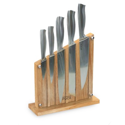 Wolfgang Puck 6-Piece Stainless Steel Knife Set with Knife Block; Carbon Stainless Steel Blades and Ergonomic Handles
