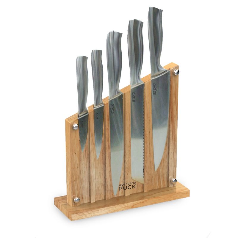 Wolfgang Puck 6-Piece Stainless Steel Knife Set with Knife Block; Carbon Stainless Steel Blades and Ergonomic Handles, 1 of 6