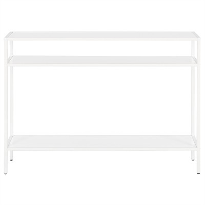 Matte White Steel Console Table with Shelves