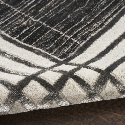 Charcoal Silver Geometric 9' x 12' Synthetic Area Rug