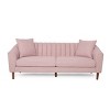 84.5" Contemporary 3-Seater Fabric Sofa,Channel Tufted Couch with Sloped Arms & Accent Pillows for Living Room-Baofuwish - 2 of 4