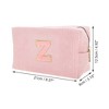 Unique Bargains Corduroy Rectangular Letter Makeup Bag Pink 1 Pc - 2 of 4