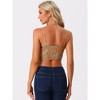 Allegra K Women's Cami Retro Floral Print Mesh Lace Sleeveless Crop Top - 3 of 4