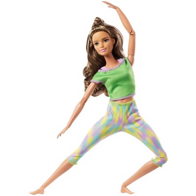 Barbie Made to Move Blue Top Brown Hair Posable Articulated Yoga Doll NEW 