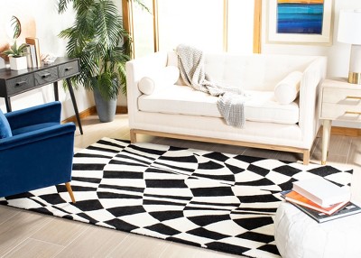 Soho Elegance Black and Ivory Hand-Tufted Wool Area Rug - 5' x 8'