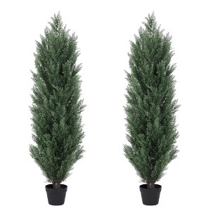 NAYSAYE Planter 120cm Artificial Green Pine Cypress Tree Realistic Plastic Faux Plant for Indoor Outdoor Garden, Green, 8.2"*8.2"*47.2" - 1 of 4