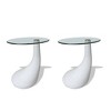 vidaXL Coffee Table Set of 2 High Gloss White Fiberglass, Tempered Glass - 2 of 4