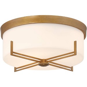 Possini Euro Design Henning 15 1/2" Modern Flush-Mount Ceiling Light Fixture Kitchen Foyer Hallway Round Gold Finish White Glass Shade Bedroom - 1 of 4