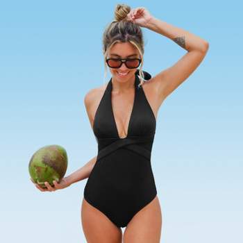 Beach Bump Plus Size Smocked Waist Maternity One Piece Swimsuit